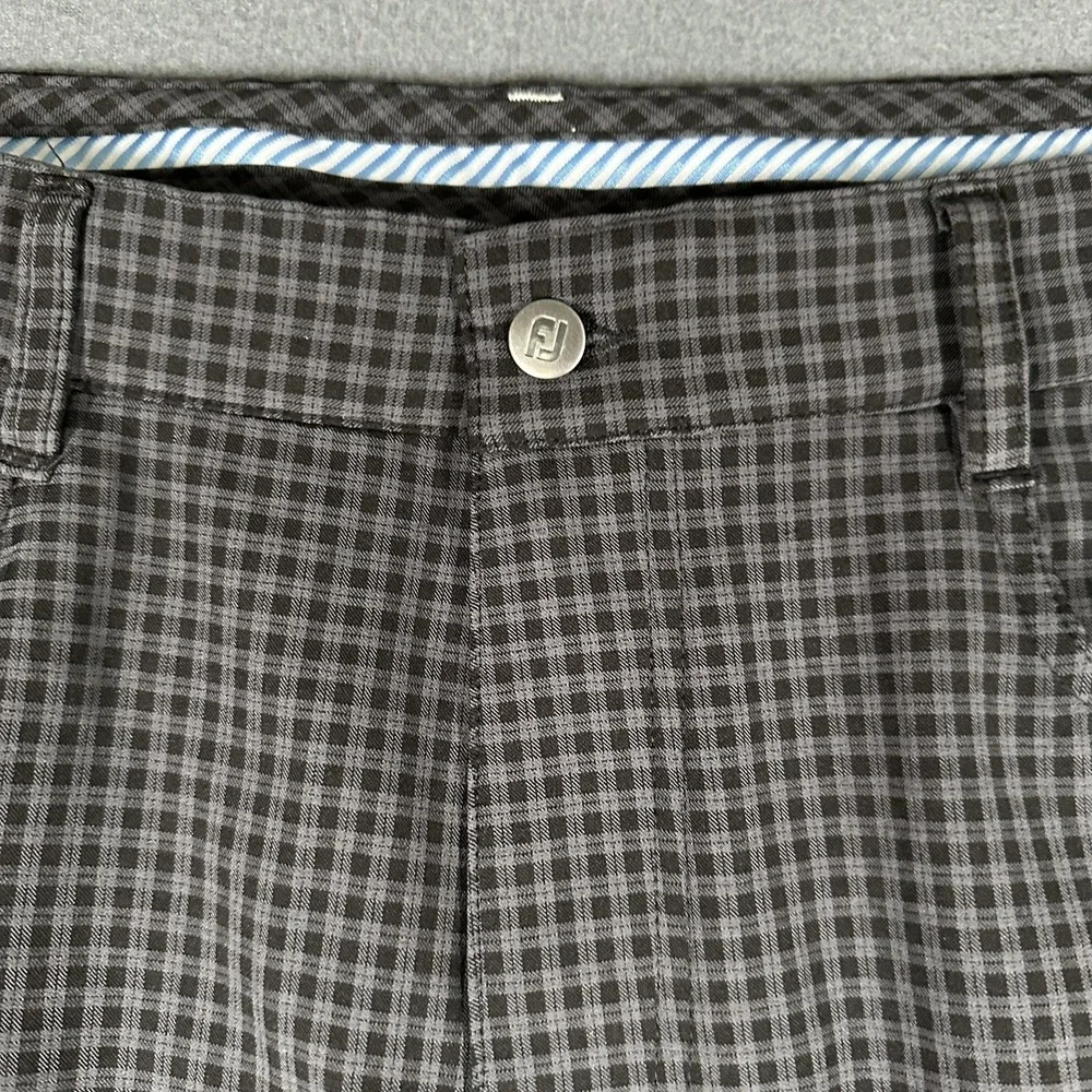 FootJoy Athletic Fit‎ Pants Mens 35x30 Gray Check Golf Stretch Casual Khakis